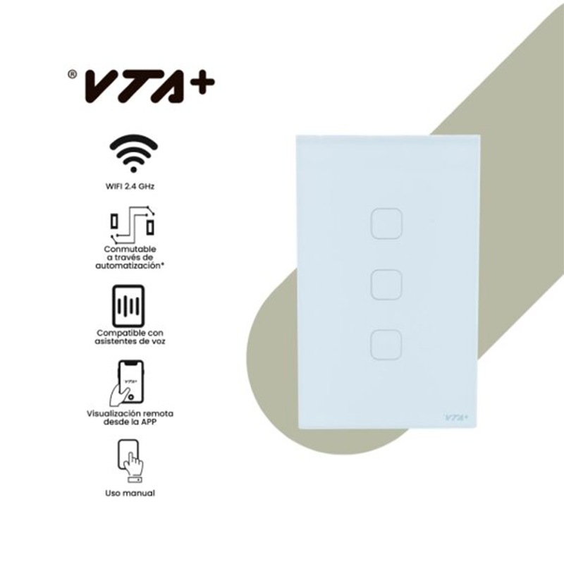 Interruptor Inteligente Triple VTA Connect IOT Smart Home Wi-Fi