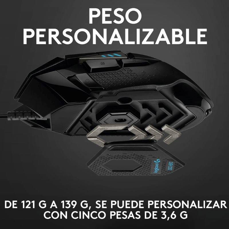 Mouse Óptico Gaming Logitech G502 HERO 26500 DPI 11 Botones