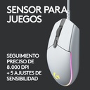 Mouse Óptico Gaming Logitech G203 LIGHTSPEED Blanco 8000DPI 6 Botones