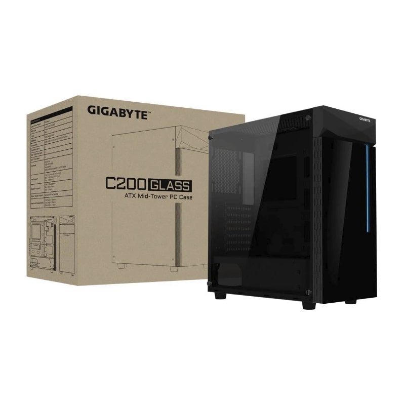 Case Gaming Gigabyte C200 GLASS RGB Media Torre Vidrio Templado ATX Negro (Sin Fuente)