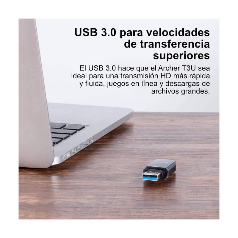 Adaptador de Red USB a Wi-Fi TP-Link Archer T3U AC1300 MU-MIMO 867Mbps