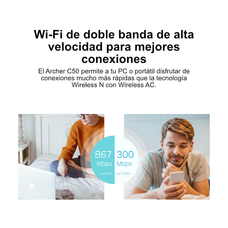 Router TP-Link Archer C50 AC1200 Doble Banda 867Mbps