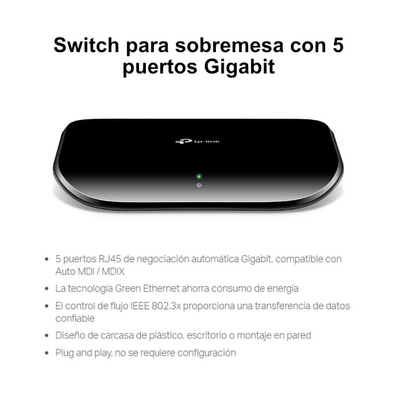 Switch TP-Link TL-SG1005D 5 Puertos 10/100/1000Mbps