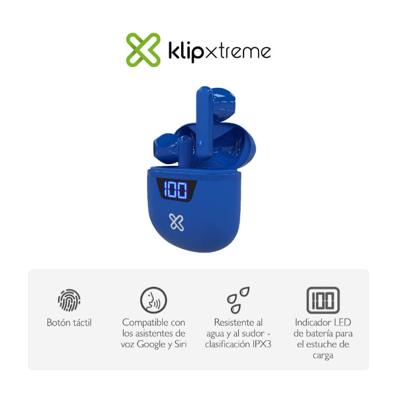 Audifonos Klip Xtreme Bluetooth In-ear Touchbuds con Micrófono Azul