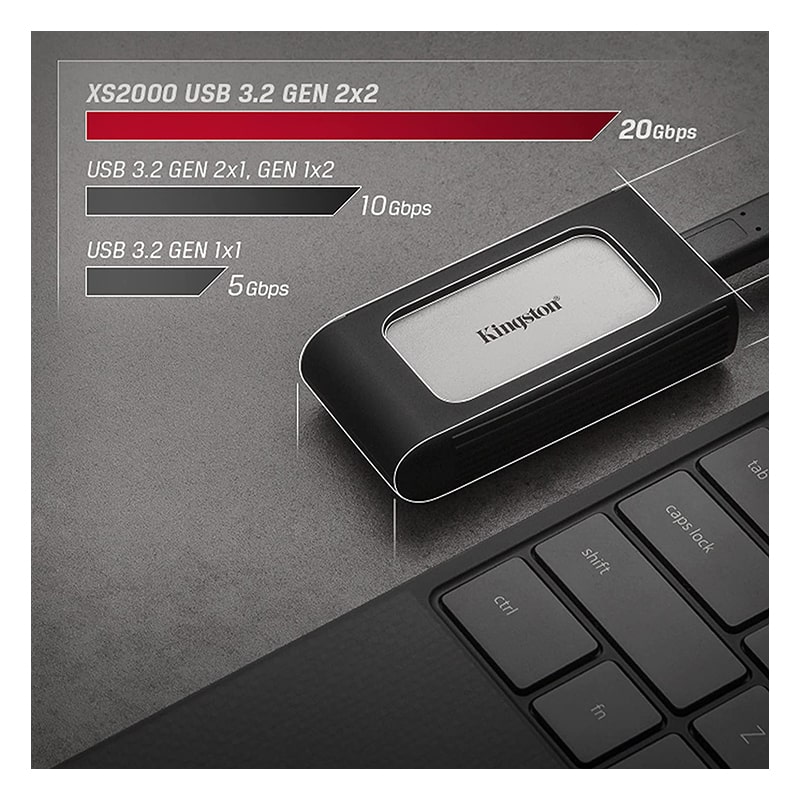 Disco Duro Externo 2TB Kingston XS2000 USB-C 3.2 2000 MB/s
