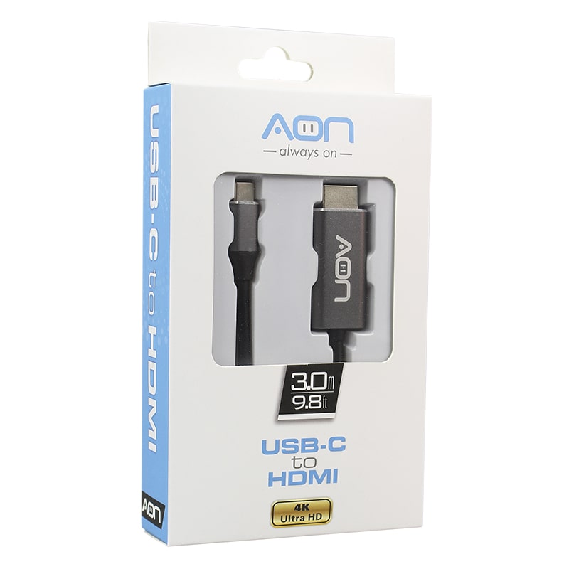 Cable USB AON AO-CB-2102 USB-C a HDMI 4K 1.8 Metros Negro