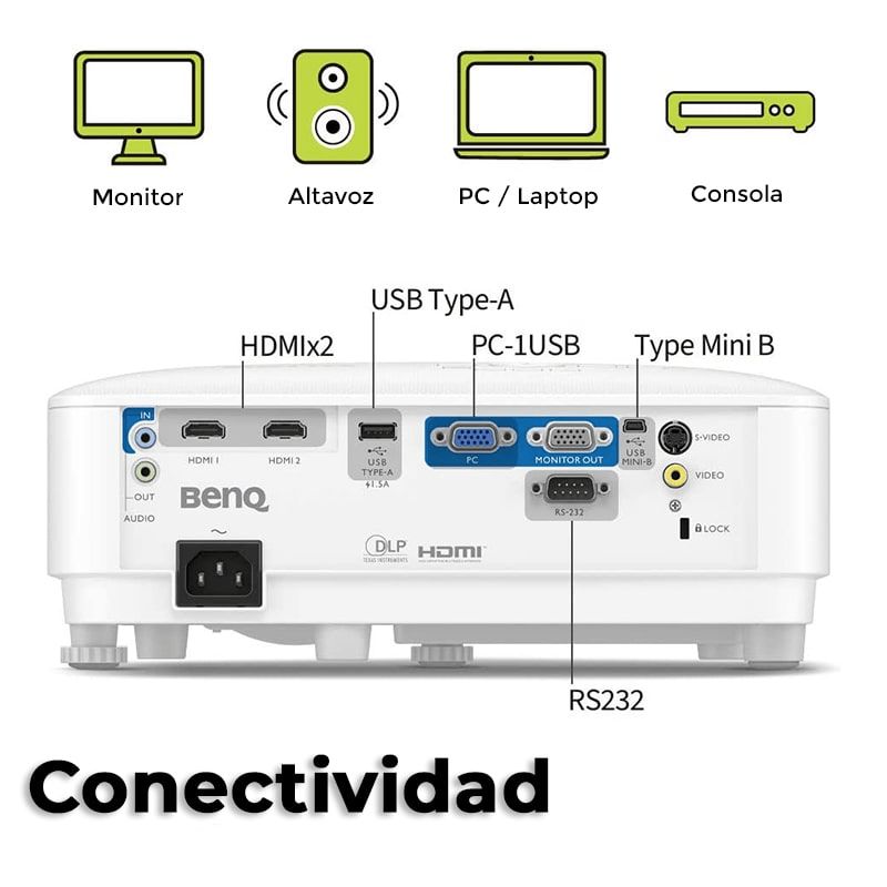 Proyector BenQ MS560 DLP 4000 Lúmenes SVGA 800x600 HDMI VGA