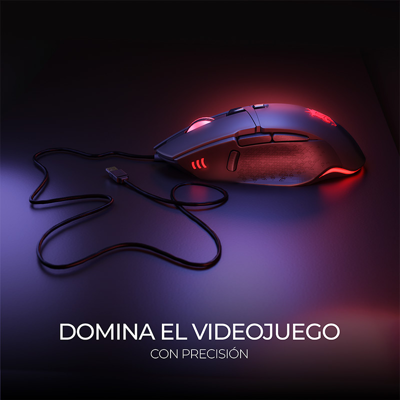 Mouse Gaming Alámbrico Pilas Choy-J 7200DPI RGB Negro