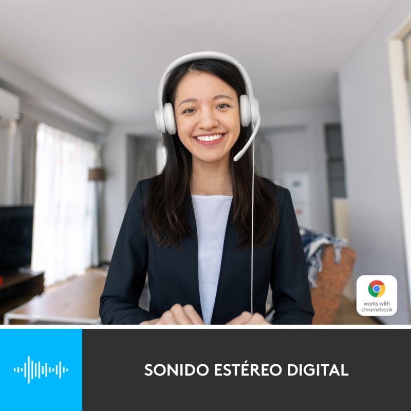Audifonos tipo Headset Logitech H390 USB con Micrófono Blanco