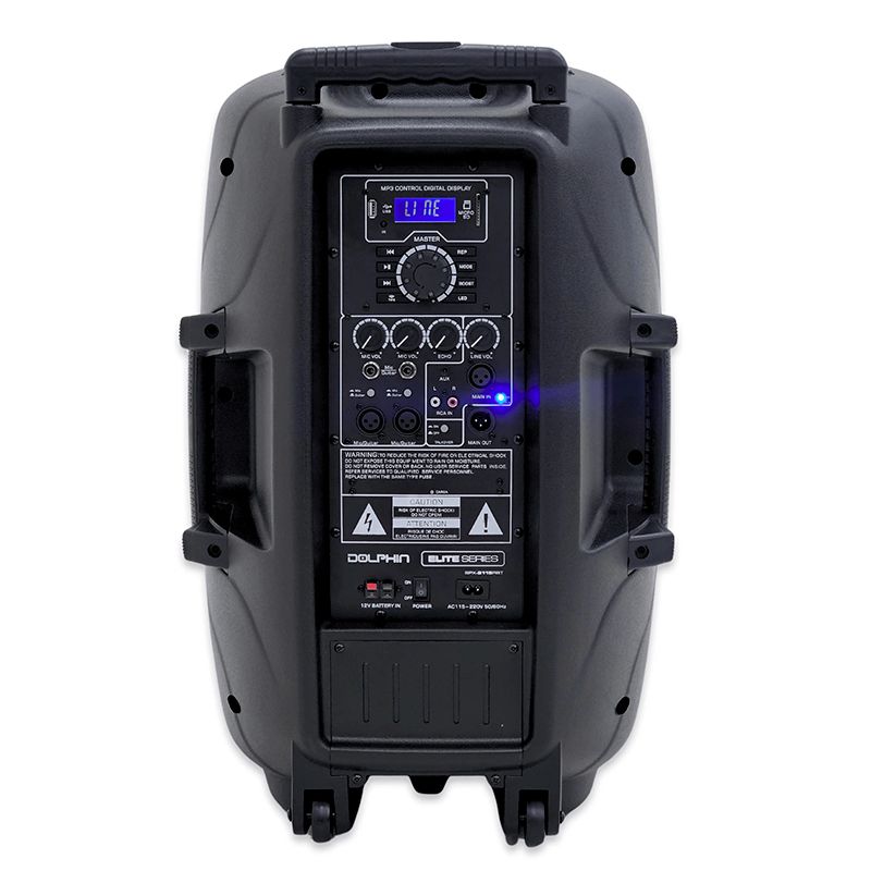 Bocina Dolphin SPX-2115R Elite Pro Bluetooth con Micrófono 80 RMS Negro
