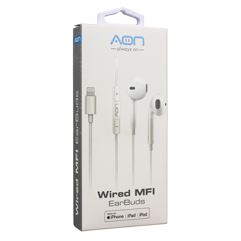 Audífonos AON Ligningth In-ear Wired MFI EarBuds Blanco