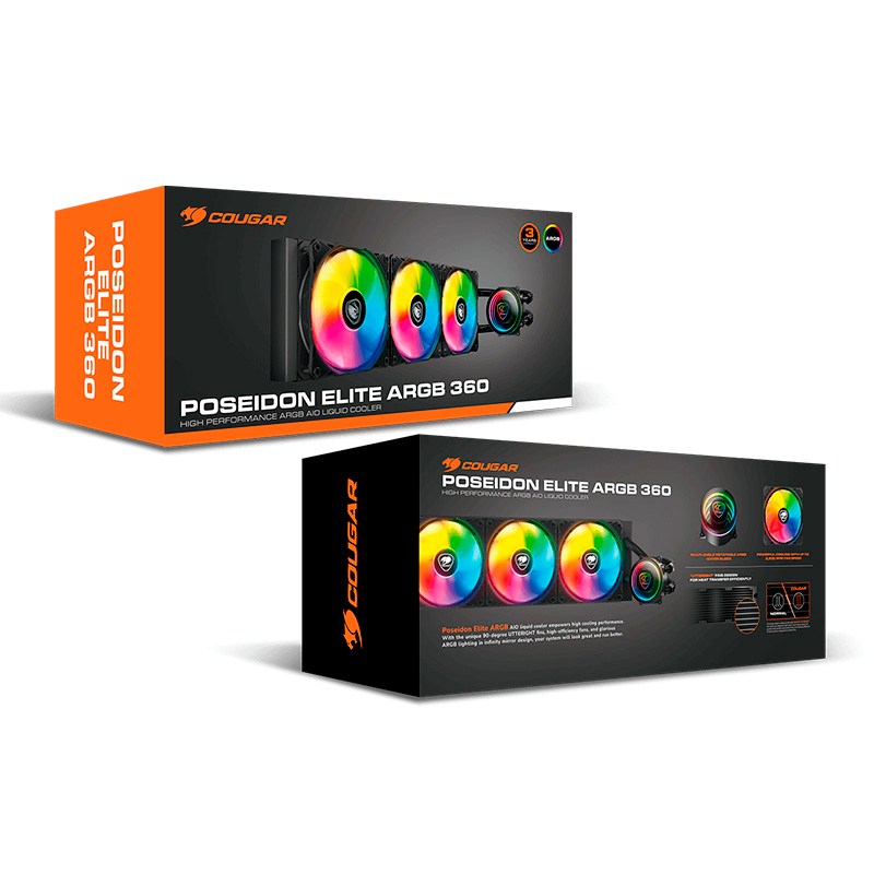 Enfriador Líquido 360mm Cougar Poseidon Elite ARGB Negro