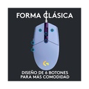 Mouse Óptico Gaming Logitech G203 LIGHTSYNC Lila 8000DPI 6 Botones