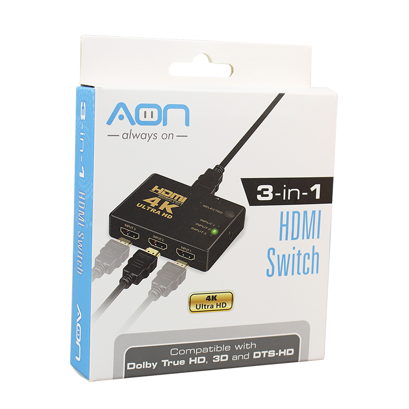 Splitter AON AO-AD-2001 3 Puertos HDMI 4K