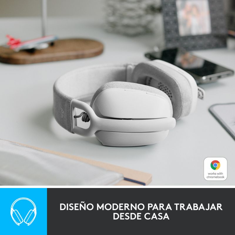 Audífonos tipo Headset Logitech ZONE VIBE 100 Inalámbricos con Micrófono Blanco