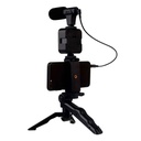 Trípode para Celular VTA+ con Luz Led + Micrófono 3.5mm Negro