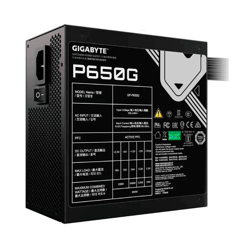 Fuente de Poder 650W Gigabyte P650G 80-PLUS GOLD