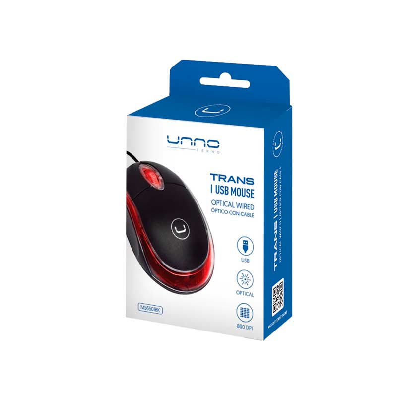 Mouse Alambrico UnnoTekno Trans 800DPI Negro