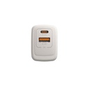 Cargador de Pared UnnoTekno PowerPro Dual USB USB-C 20W​​ Blanco