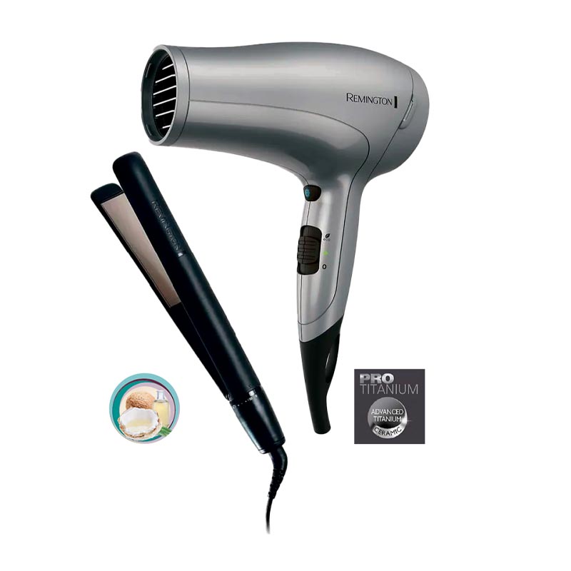 Combo Remington Secadora Cerámica + Plancha Shine Therapy