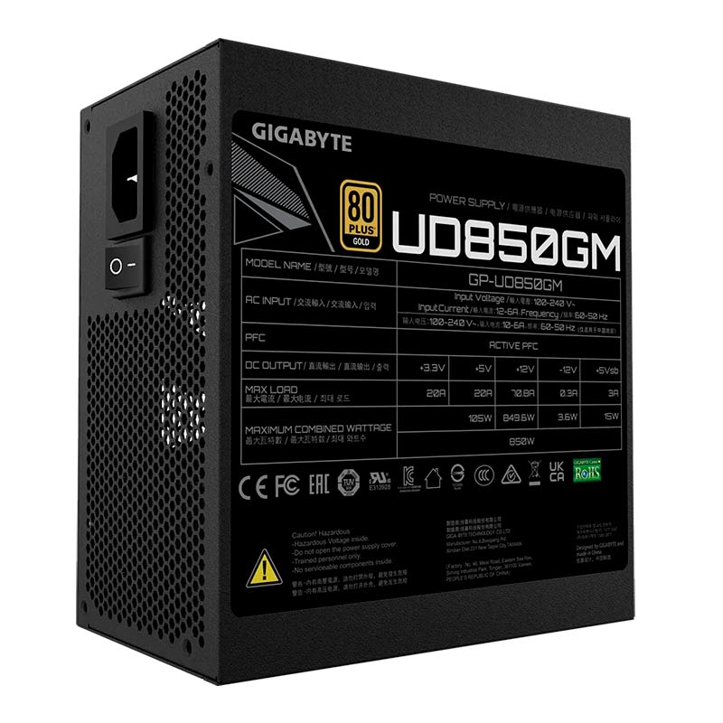 Fuente De Poder 850W Gigabyte UD850GM 80 Plus Oro