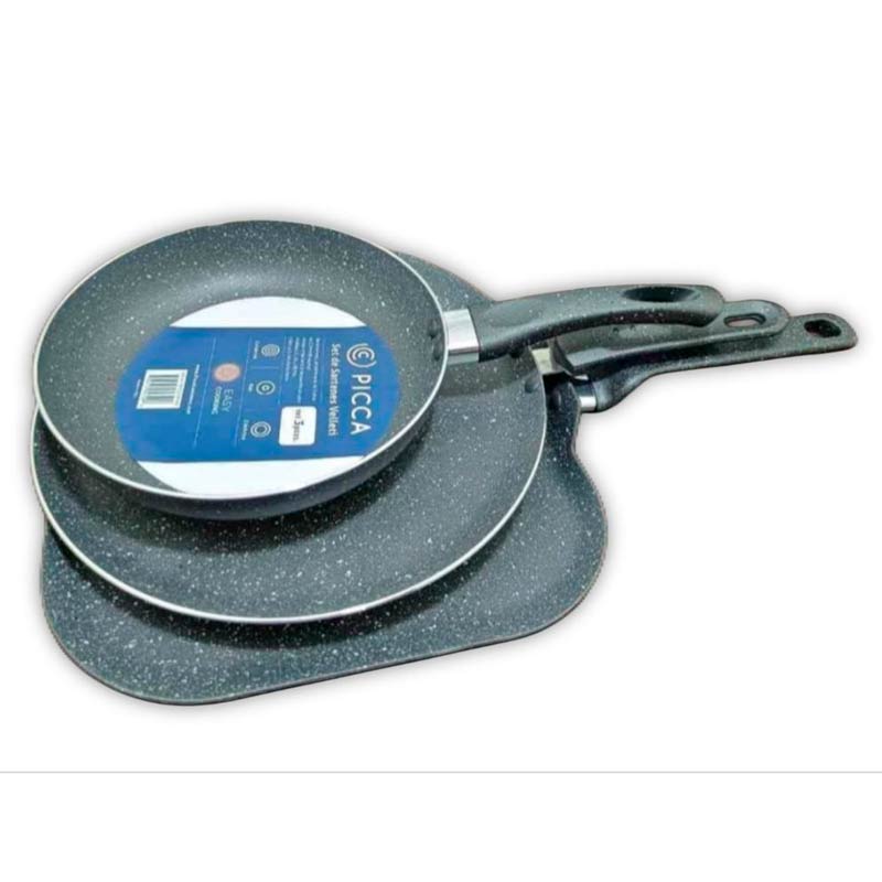 Juego de Sartenes Picca 3 Piezas Cerámicos Antiadherentes Gris