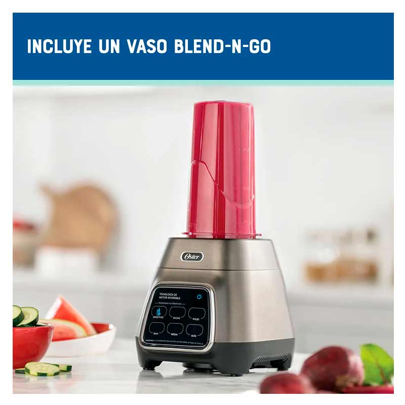 Licuadora Oster Xpert Series Blend-N-Go BLST3BCPG2 3 Velocidades Jarra de Vidrio 2 Lt Gris 1500 W +  Vaso Blend-N-Go