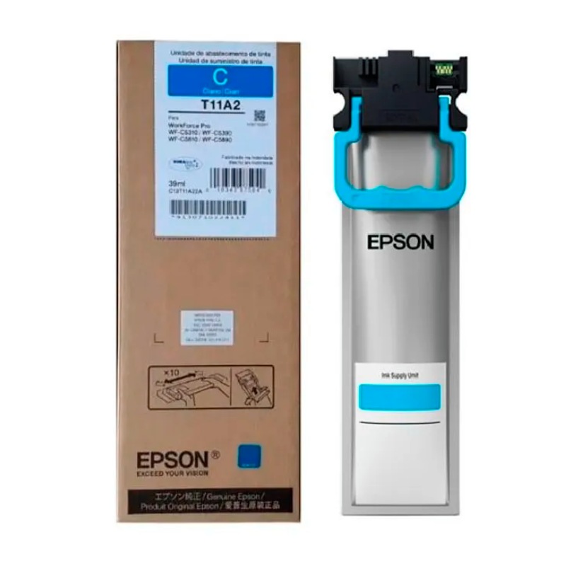 Bolsa de Tinta Epson WorkForce WF C5310/5390, C5810/5890 Cian STD 39ml