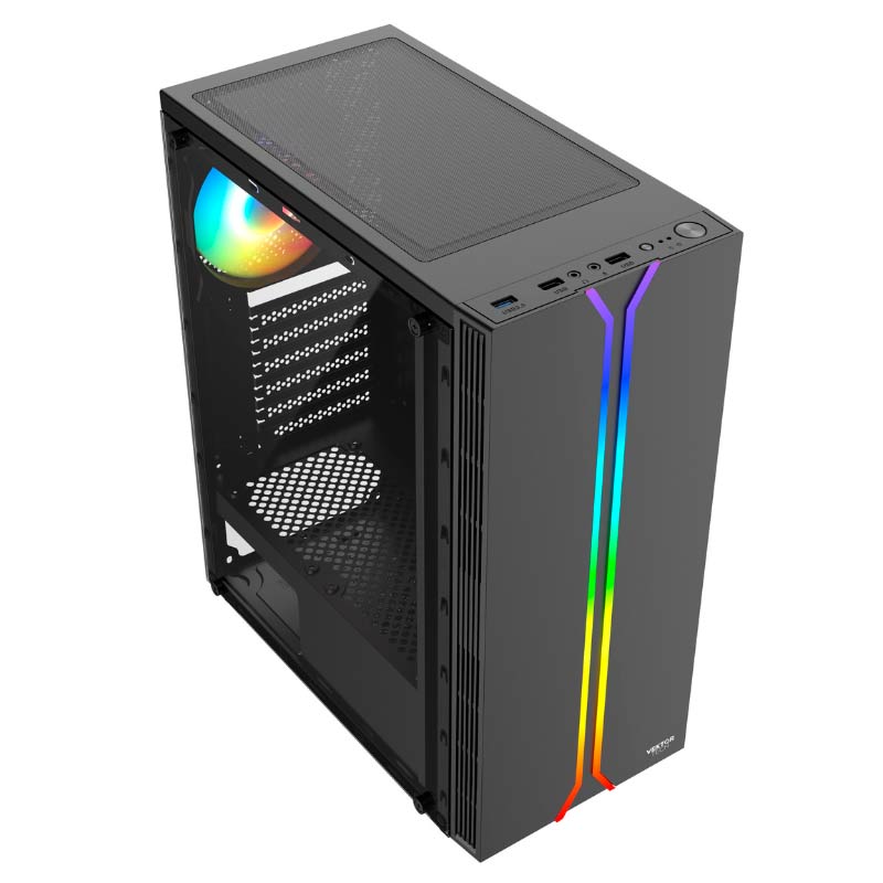 Case Gaming Vektor Tech EZQ1 Media Torre Vidrio Templado Micro ATX Negro