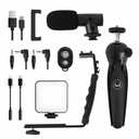 Kit de Vlogging Unno Tekno Influencer Pro+ con Micrófono, Luz LED y Trípode