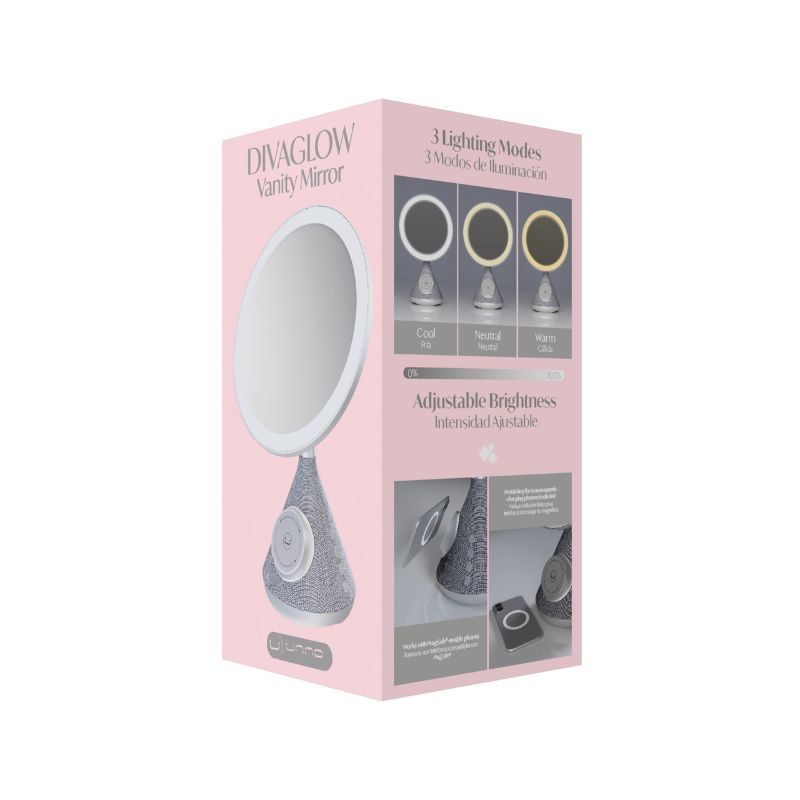 Bocina Bluetooth Unno Tekno SP9229GY Espejo Cargador Inalámbrico 5W Gris