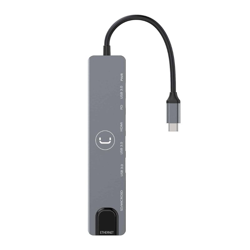 Hub Unno Tekno 8 Puertos HB1109GY USB-C Gris