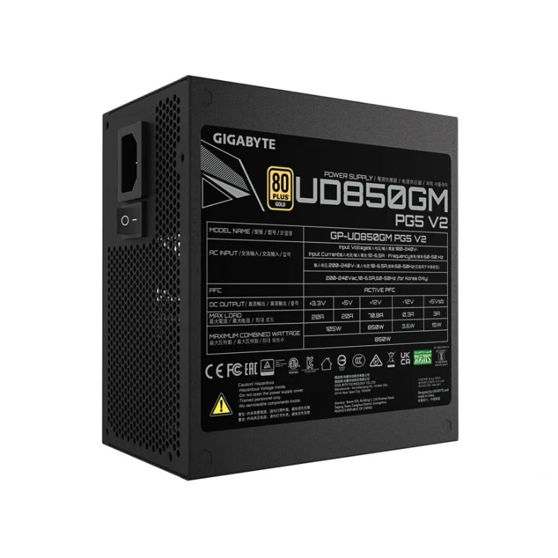 Fuente de Poder 850W Gigabyte UD850GM V2 80 Plus Gold