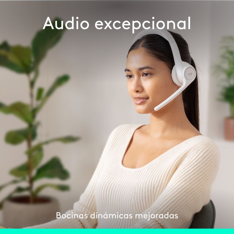 Audífonos Tipo Headset Logitech Zone 300 Inalámbricos con Micrófono Blanco