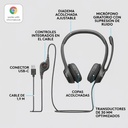 Audífonos Tipo Headset Logitech H390 USB-C con Micrófono Negro Media Noche