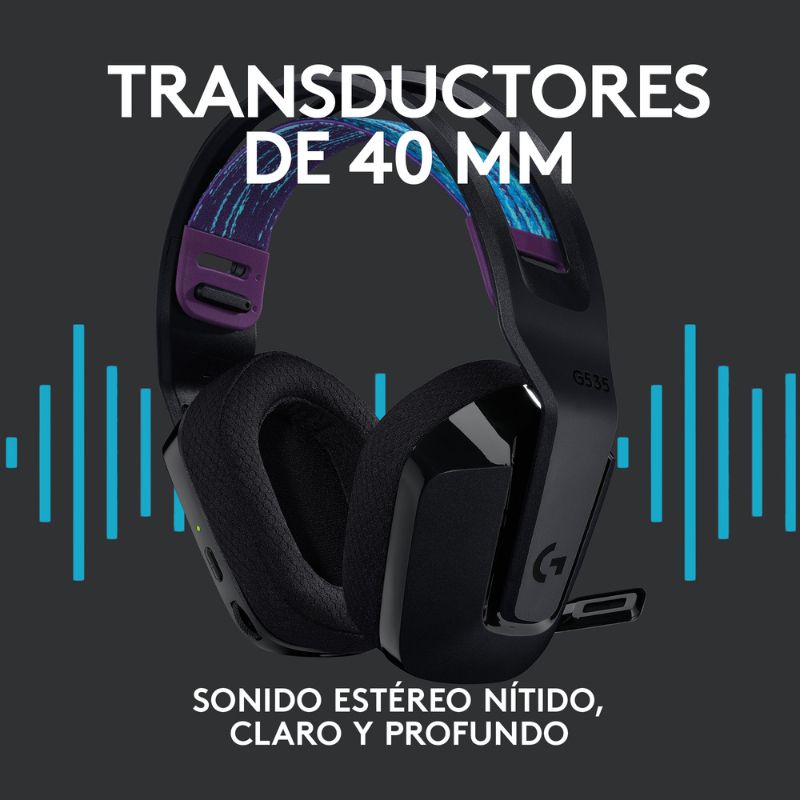 Audifonos tipo Headset Logitech G535 Lightspeed USB 3.5mm con Micrófono Negro