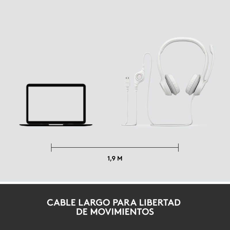 Audifonos tipo Headset Logitech H390 USB con Micrófono Blanco