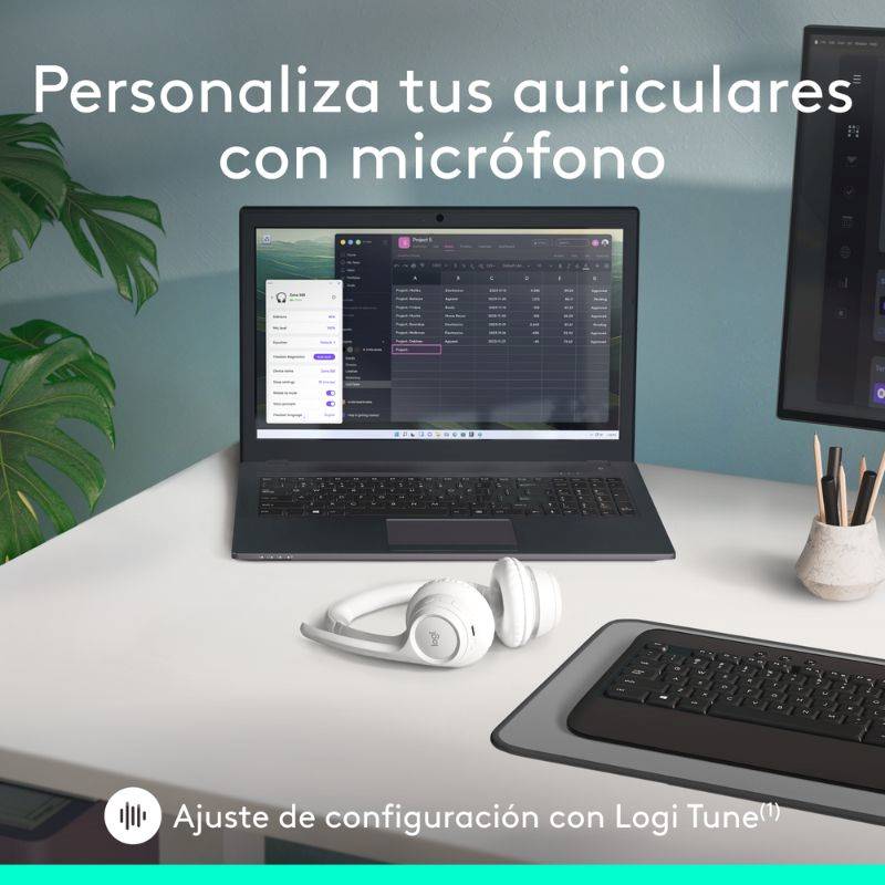 Audífonos Tipo Headset Logitech Zone 300 Inalámbricos con Micrófono Blanco