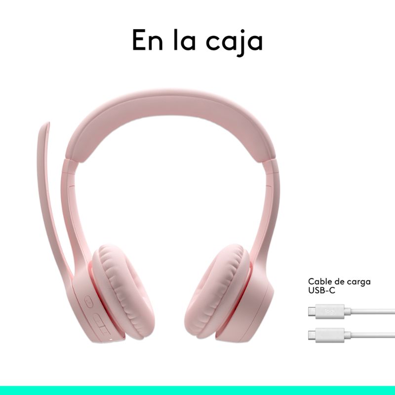 Audífonos Tipo Headset Logitech Zone 300 Inalámbricos con Micrófono Rosa