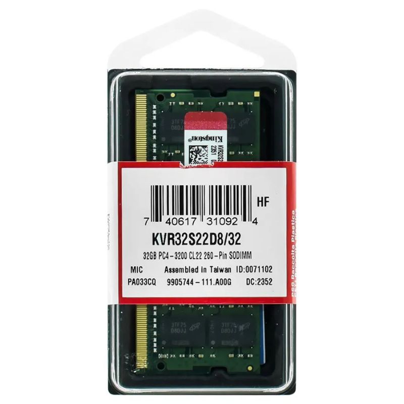 Memoria RAM DDR4 SODIMM 32GB Kingston 3200Mhz 2RX8 CL22
