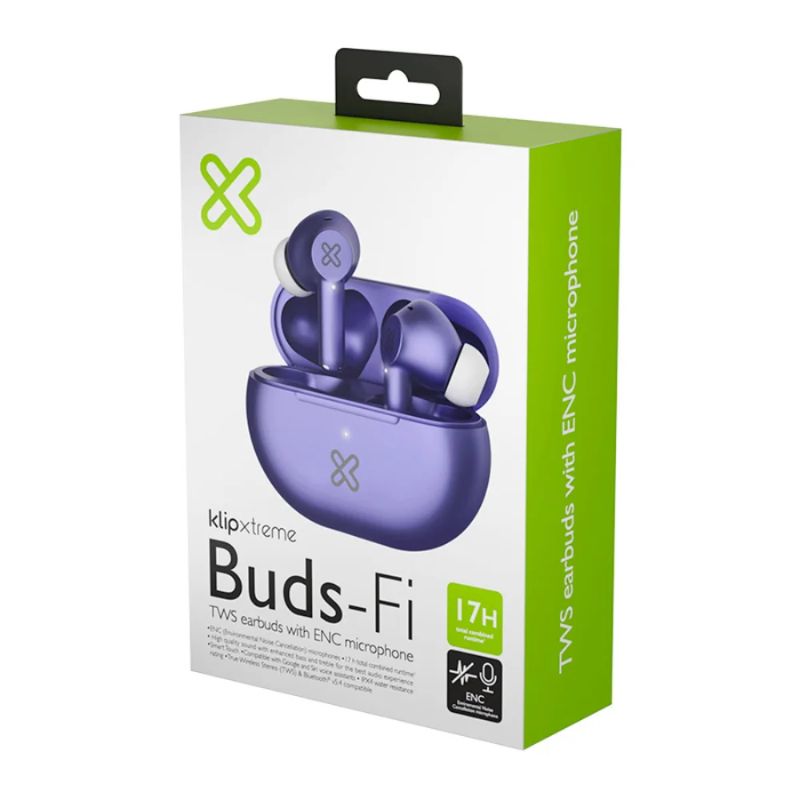 Audífonos In-Ear Klip Xtreme Buds-Fi Bluetooth con Micrófono (ENC) Purpura