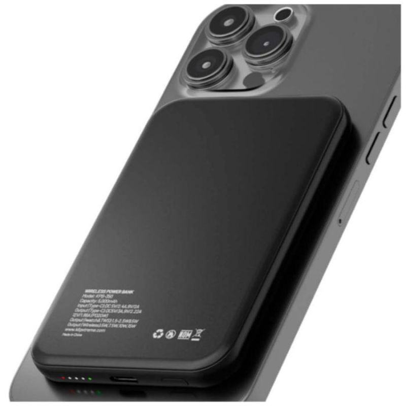 PowerBank Klip Xtreme PowerMag 5000mAh USB-C/Inalámbrico Negro