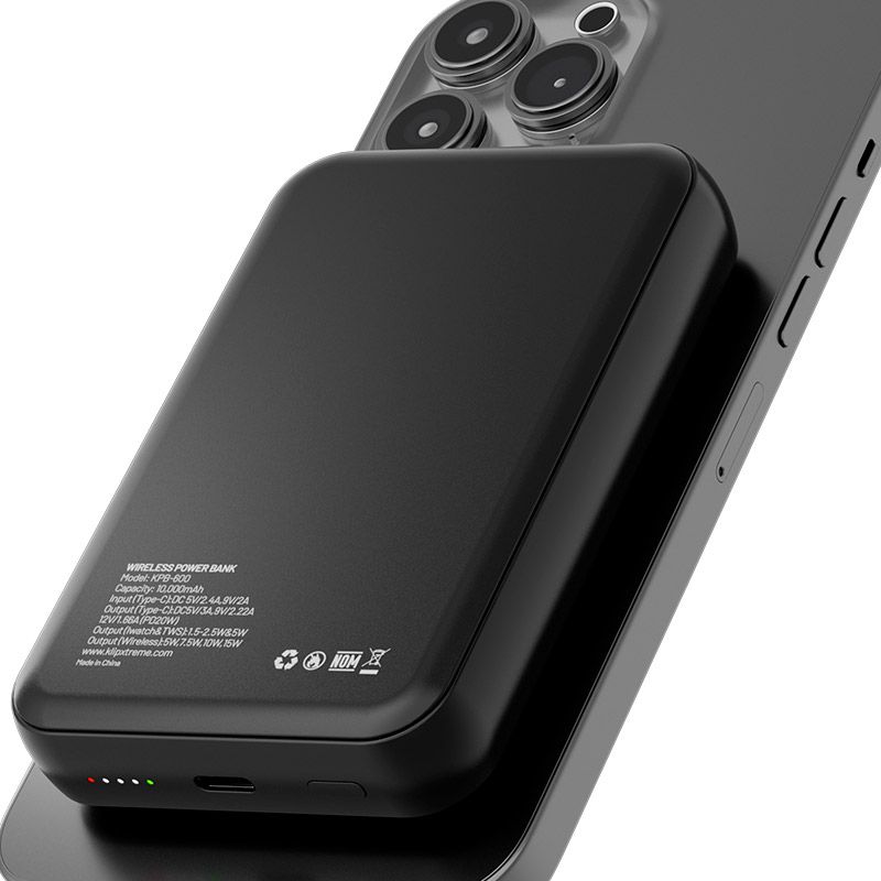 PowerBank Klip Xtreme PowerMag 10000mAh USB-C/Inalámbrico Negro