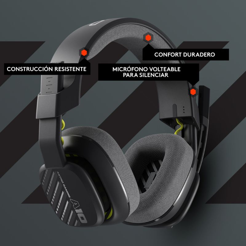 Audífonos tipo Headset Logitech ASTRO Gaming A10 Gen 2 3.5mm con Micrófono Negro