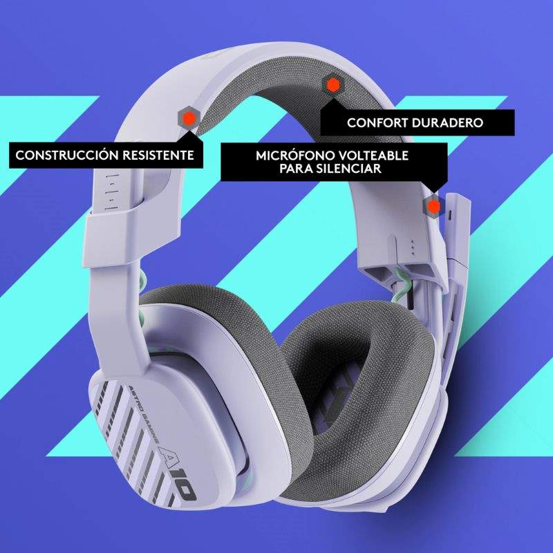 Audífonos tipo Headset Logitech Astro Gaming A10 Gen 2 3.5mm con Micrófono Lila