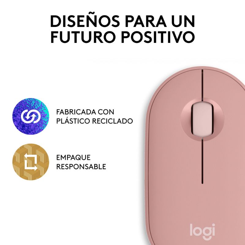 Mouse Inalámbrico Bluetooth Logitech Pebble 2 M350s Óptico 4000DPI Rosado