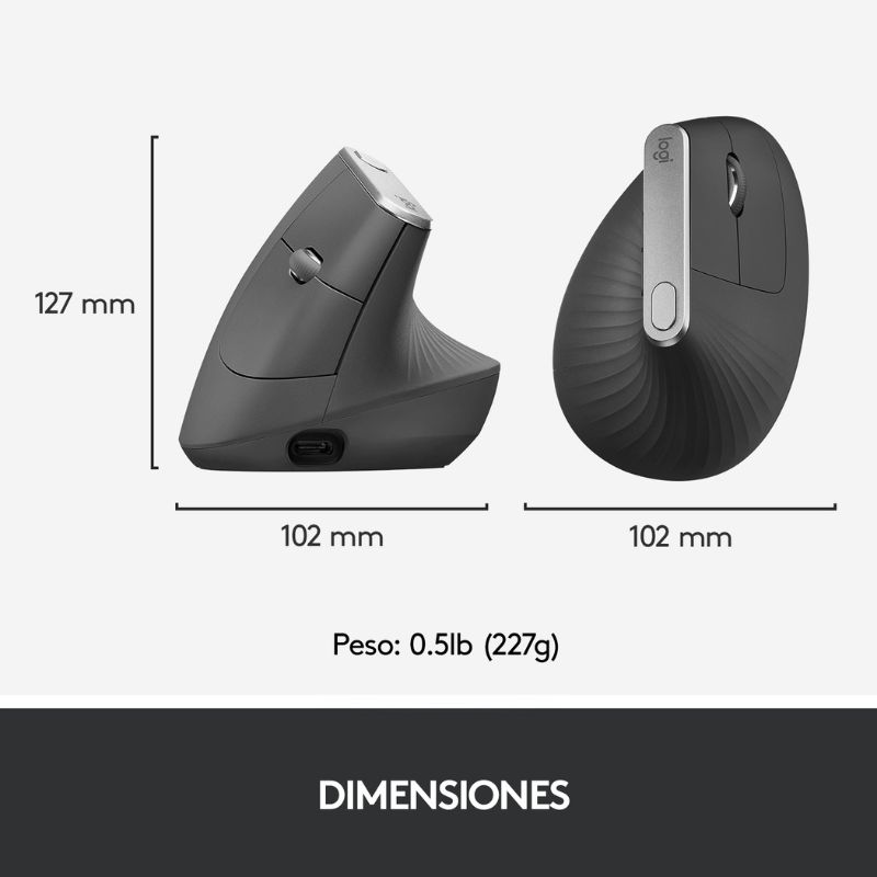 Mouse Inalámbrico Logitech MX Vertical Óptico 4000DPI Negro