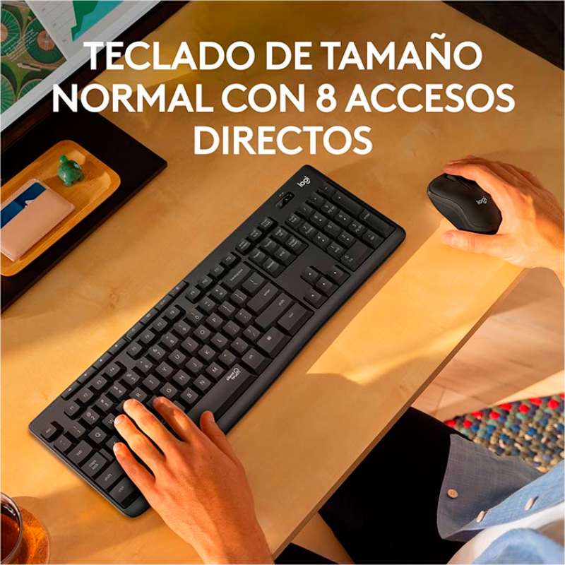 Teclado y Mouse Inalámbrico Logitech MK295 Silent Negro Inglés