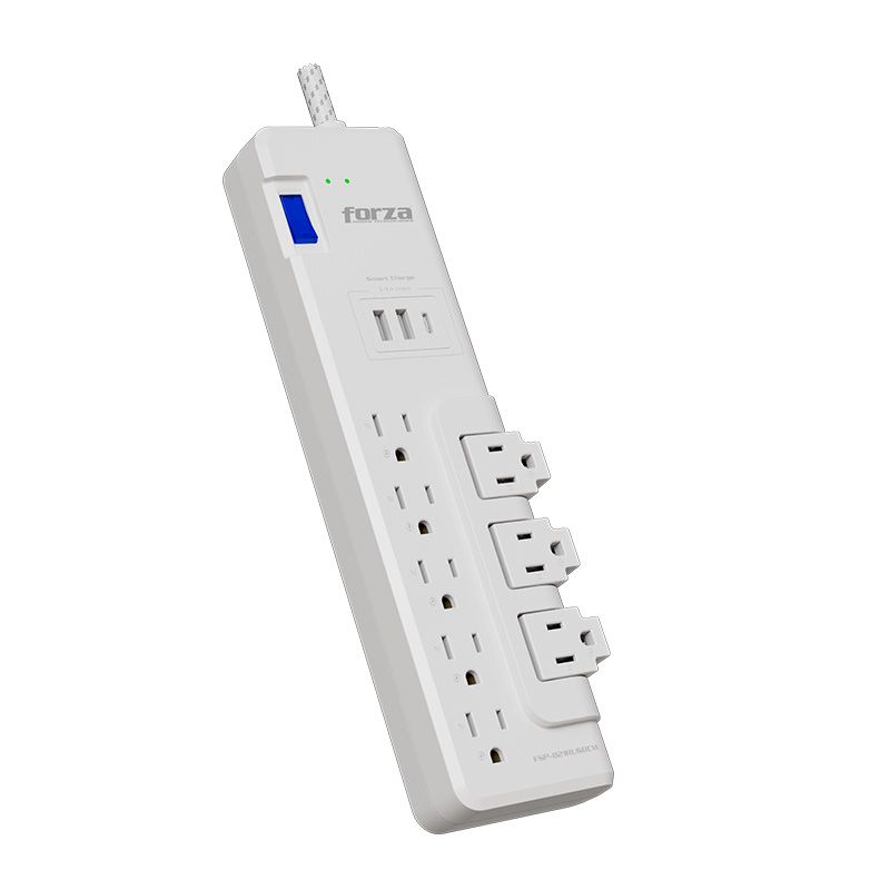 Protector de Sobretensión Forza FSP-821RUSBCW 1625W 8 tomas Blanco
