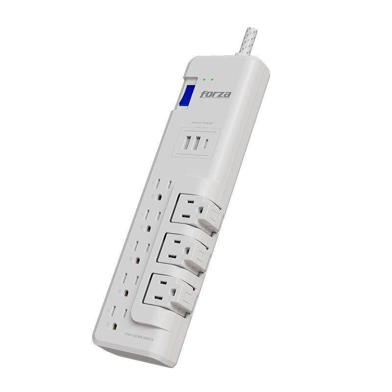 Protector de Sobretensión Forza FSP-821RUSBCW 1625W 8 tomas Blanco